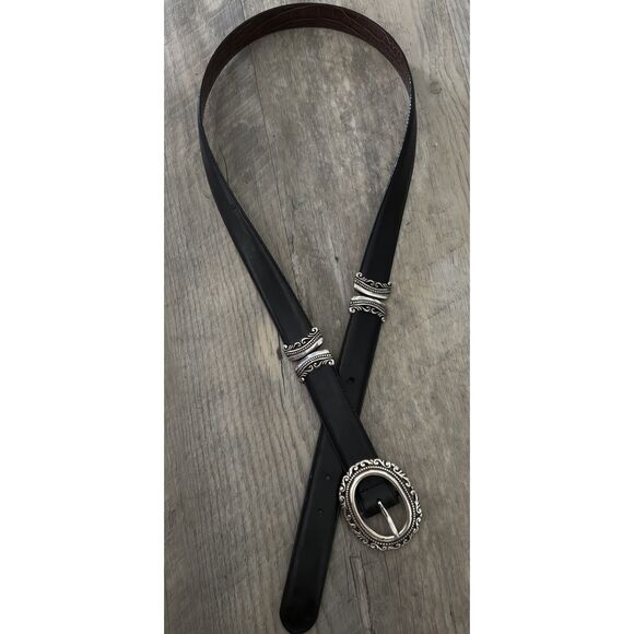 Vintage Brighton Brown & Black Reversible Leather Belt Size M 36" - Picture 4 of 7